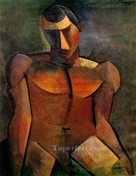 Homme nu assis 1908 Cubismo Pinturas al óleo